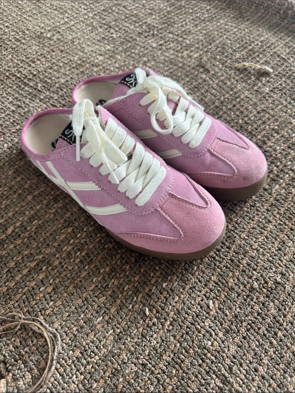 Women’s Pink Suede Lace-Up Sneakers